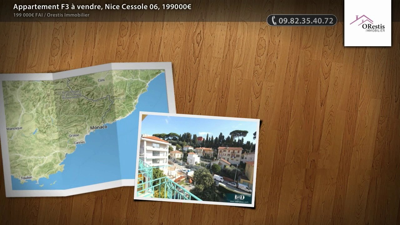 Appartement F3 à vendre, Nice Cessole 06, 199000€