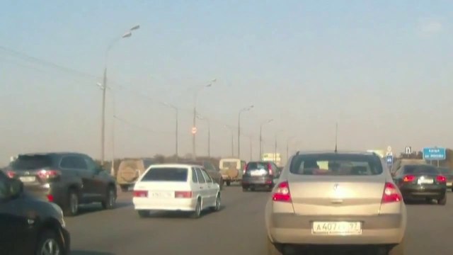 Car explosion in traffic... So crazy russian!