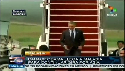 Llega Obama a Malasia tras enfrentar protestas en Filipinas y Japón