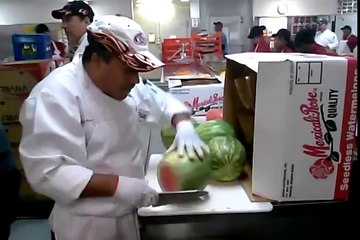 Amazing cutting. Watermelon high speed