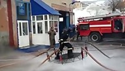 Russian Firefighter Floats In The Air