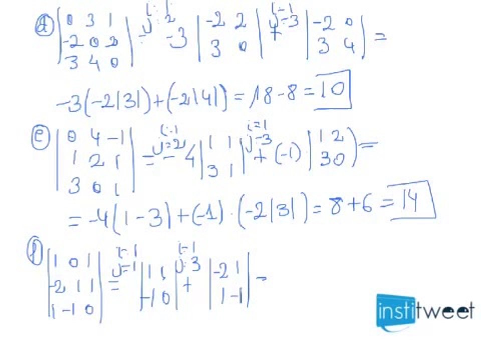 Calcular el valor de estos determinantes