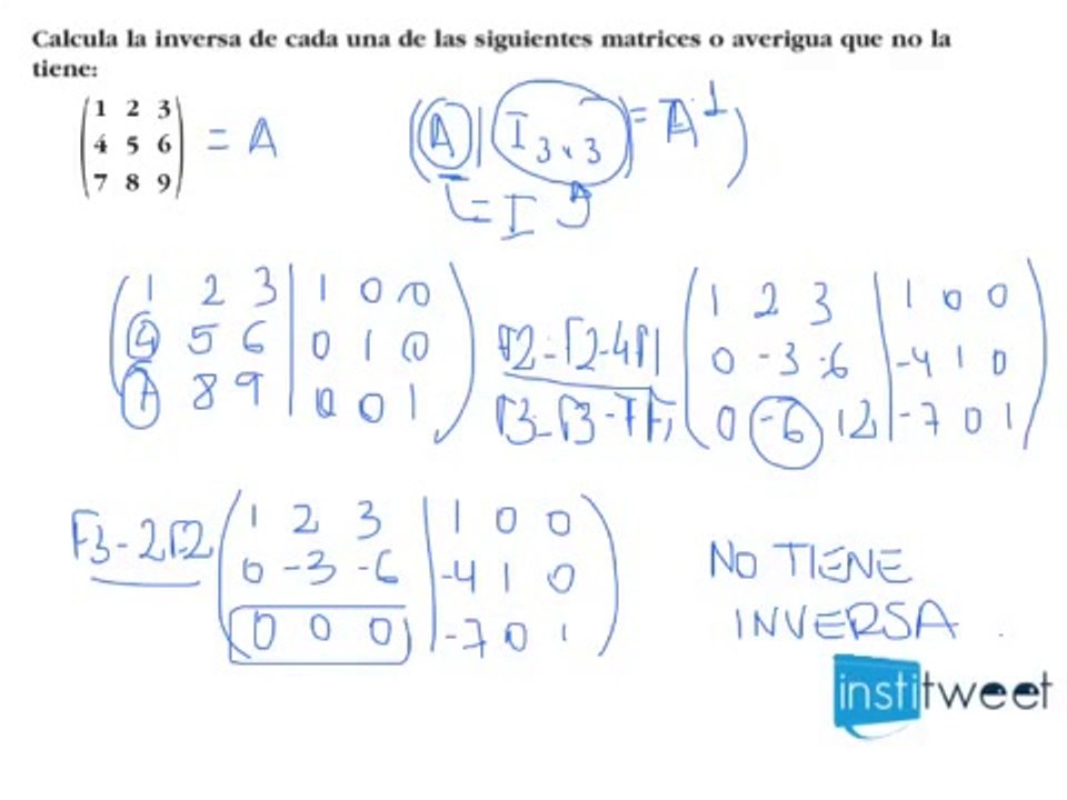 Matemáticas bachillerato. Ejemplo de matriz inversa