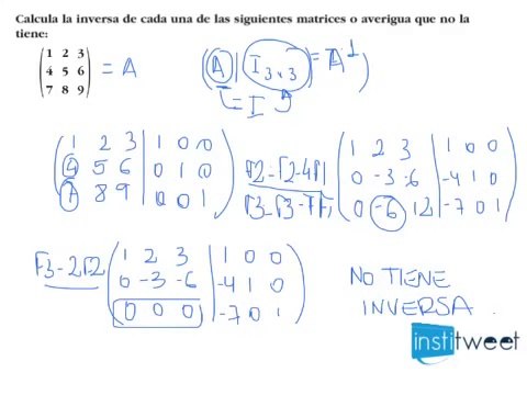 Matemáticas bachillerato. Ejemplo de matriz inversa