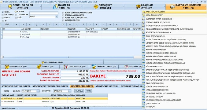 BSR Ön Muhasebe Programı - Taksitli Satış -