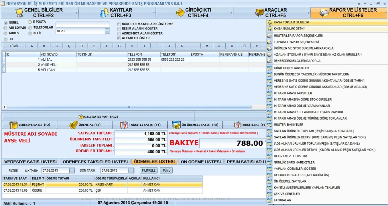 BSR Ön Muhasebe Programı -  Taksitli Satış -