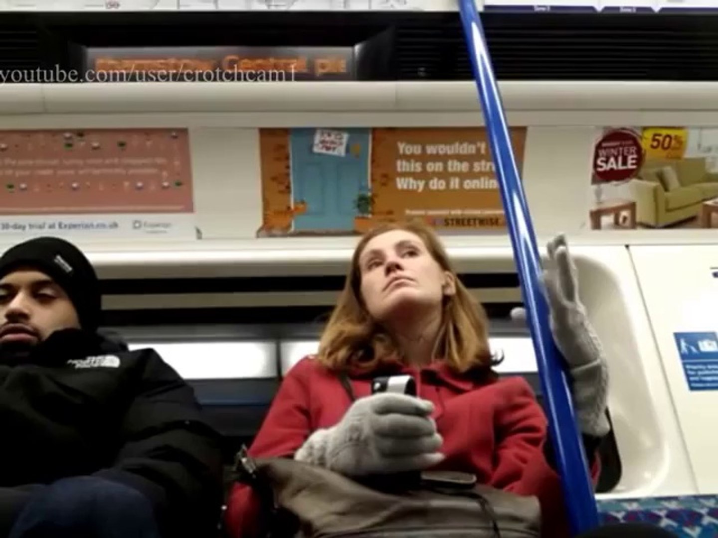 Girls check out guys jewels on train