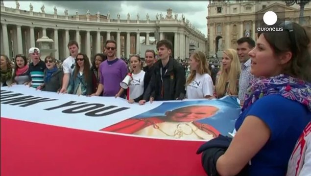 Catholic pilgrims celebrate creation of two new saints