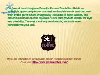 Adam Jensen Human Revolution Trench Coat