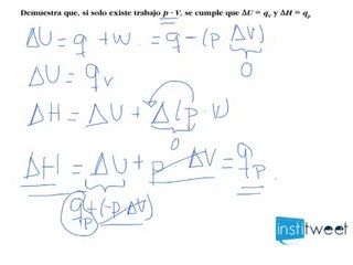 Demostrar fórmulas de entalpía