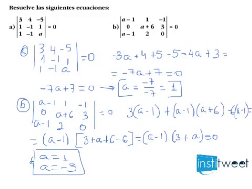 Ejemplo resuelto Regla de Sarrus. ¿cómo resolver determinantes?