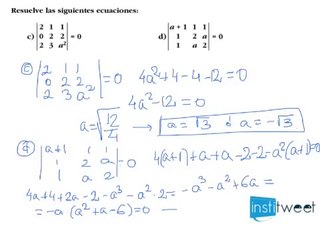 Ecuaciones a partir de determinantes. Regla de Sarrus