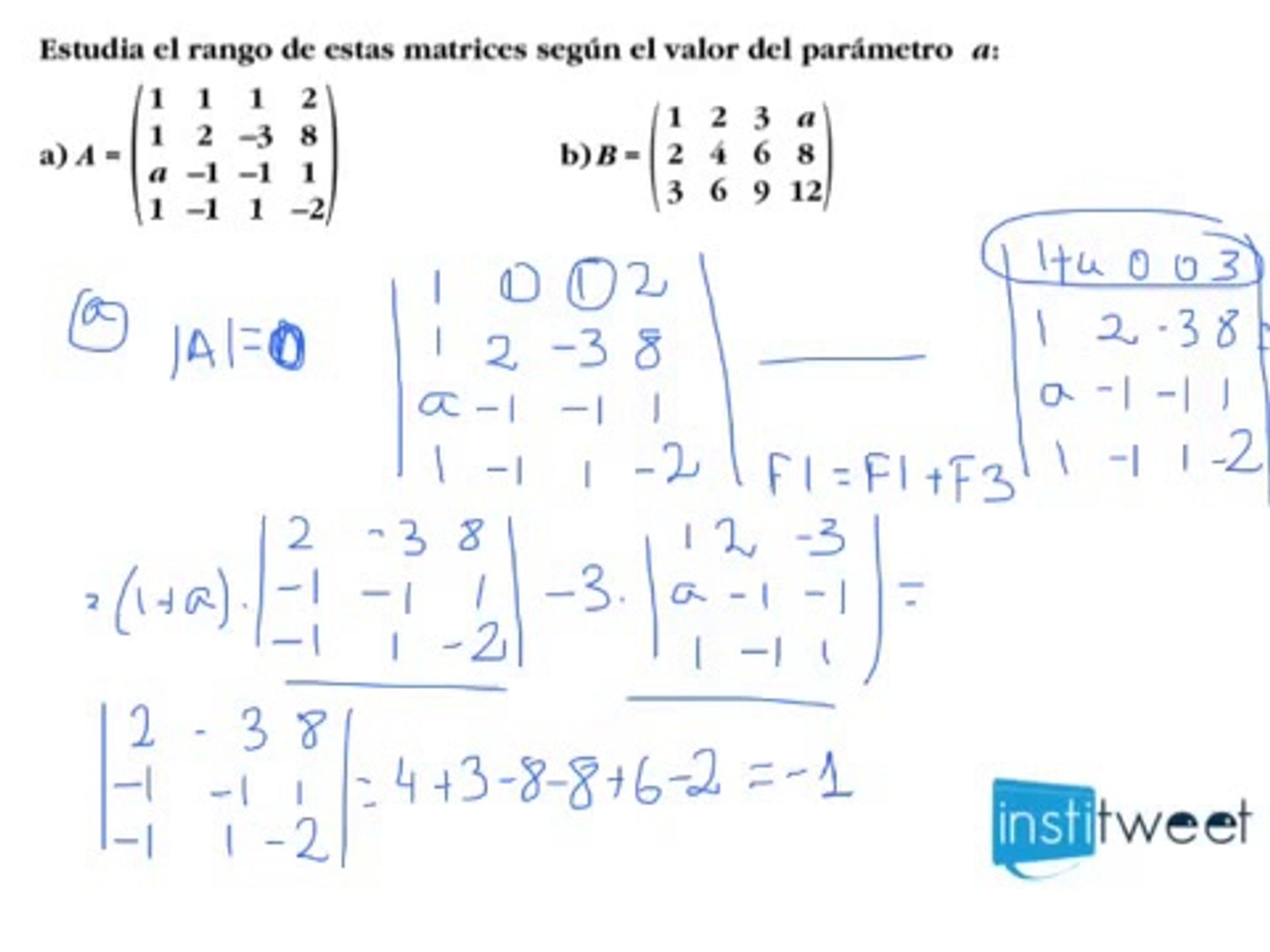 Calcular el rango de una matriz según un parámetro - Vídeo Dailymotion