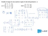 Calcular el rango de una matriz según un parámetro