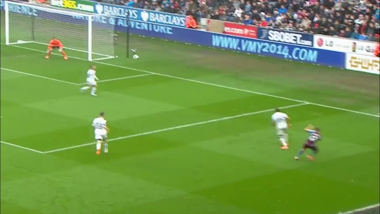 Gabriel Agbonlahor Equalizer Goal vs Swansea City - 260414