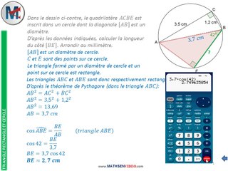 Exercice: Diamètre, Pythagore et cosinus
