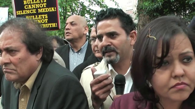 London Journalists protest against murder attempt on Journalist Hamid Mir in Karachi