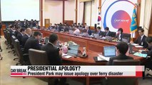 President Park may issue apology over government's handling of ferry disaster