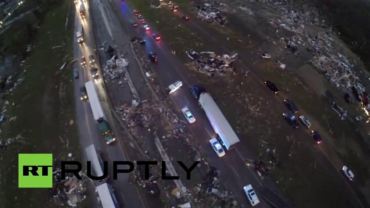 Mayflower Arkansas tornado drone footage shows scale of devastation