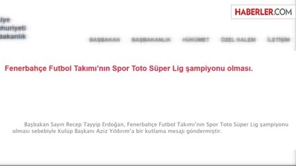 Erdoğan'dan Aziz Yıldırım'a Kutlama Mesajı