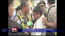Chofer es detenido por la Policía y se esconde debajo de su carro