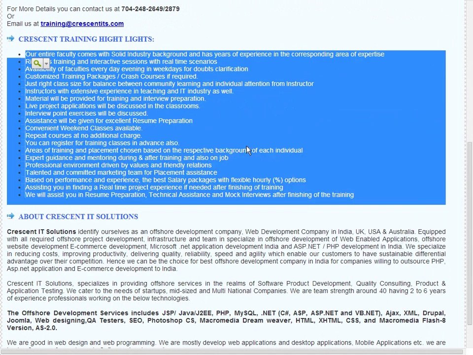 Crescent IT Solutions Online IT Training and Placement Services