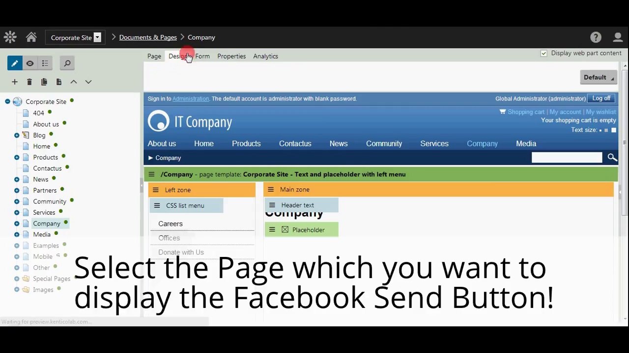 Adding Facebook Send Button in Kentico 8
