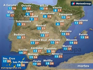 Previsión del tiempo para este martes 29 de abril