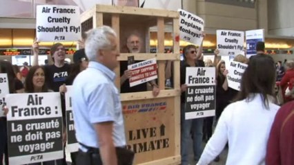 James Cromwell leads PETA protest against Air France