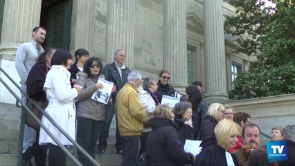 Les greffiers du Tribunal de Carcassonne en grève, ce mardi 29 avril 2014 :