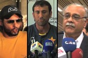 Dunya News-Shahid Afridi, Younis Khan meet Najam Sethi to discuss new central contract