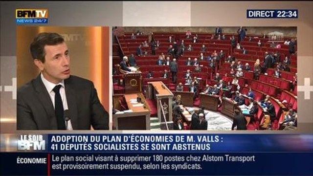 Le Soir BFM: Vote du plan d'économies de 50 milliards d’euros: Manuel Valls a obtenu de justesse le feu vert de l'Assemblée - 29/04 1/4