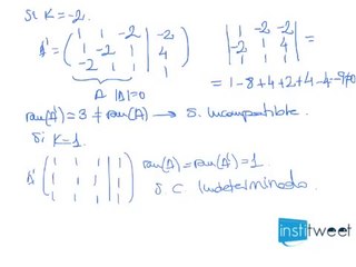 Examen selectividad matemáticas. Discutir sistema de ecuaciones