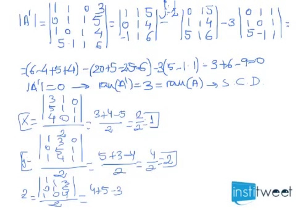 Problema ejemplo matemáticas ¿Es sistema compatible determinado o indeterminado?