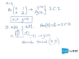 Discute y resuelve según parametro a, dos ecuaciones y dos incognitas