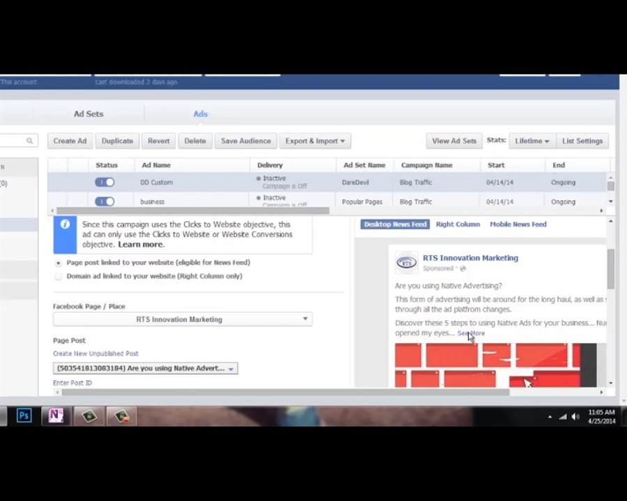 Setting up Ads in Facebook. Facebook Native Ads