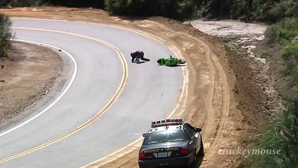 Motorcycle Crashes in Front of CHP