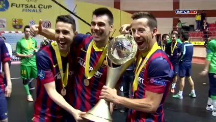 Així va celebrar el Barça Alusport la UEFA Futsal Cup