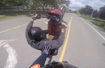 Harley Wheelies with a motorbike