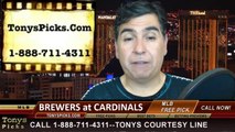 MLB Pick St Louis Cardinals vs. Milwaukee Brewers Betting Line Odds Prediction Preview 4-30-2014