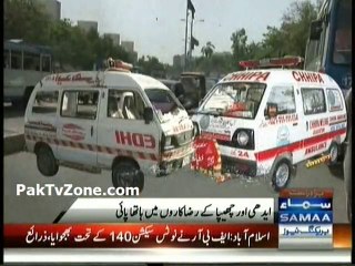 Fight between two  rescue teams in Karachi