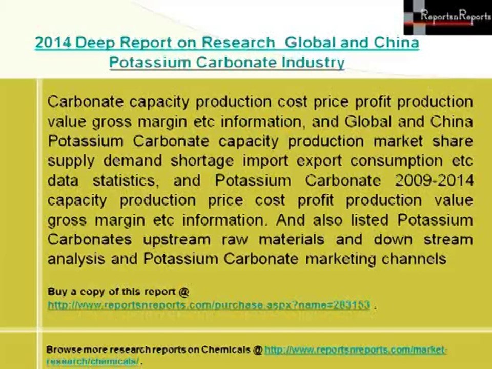 Potassium Carbonate Industry Development Trends & Proposals 2014