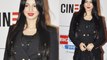 Bollywood Big Bboobbss Girl Ayesha Takia Azmi in Red Bright Lips looks Hot in Black at Premiere of Bollywood Movie Mausam