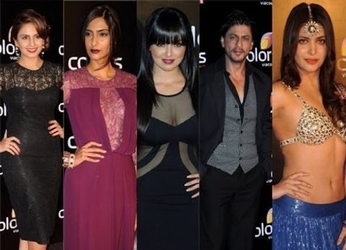 Bollywood Celebs Jacqueline Fernandez Shahrukh Madhuri Mugdha Godse Tanisha Arman Kohli at IAA Awards and COLORS Channel party