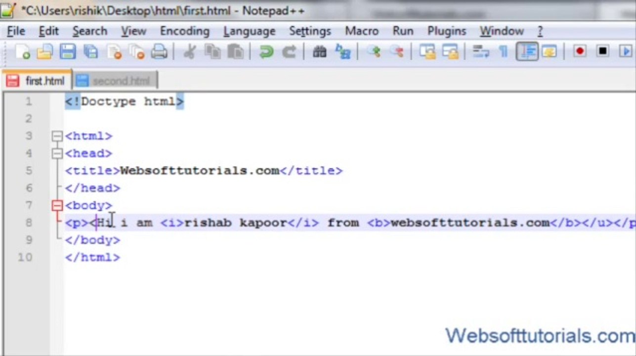 html and css in hindi _ urdu  Tutorial - 7 - how to make text bold, italic and underlined in html