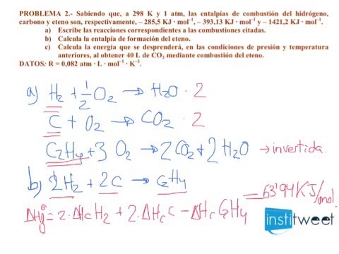 Castilla la Mancha sep 2013 quimica Selectividad 2013 Reacciones de combustión y entalpía
