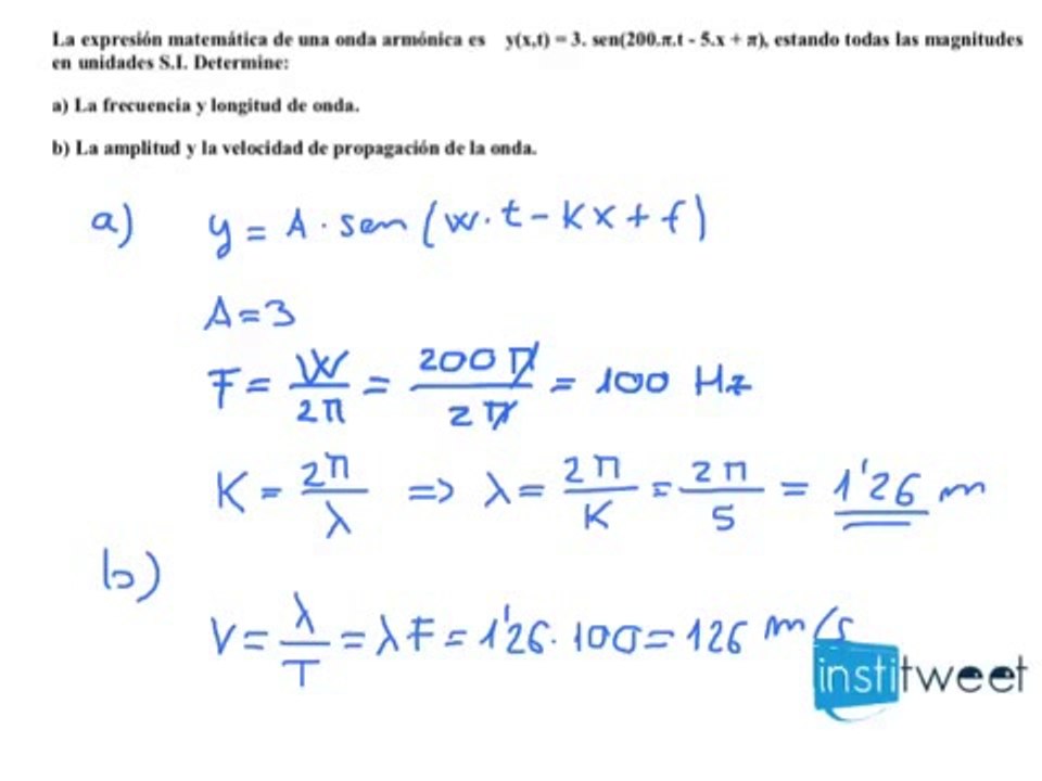Determine la frecuencia y longitud de onda. Vibraciones y Ondas selectividad