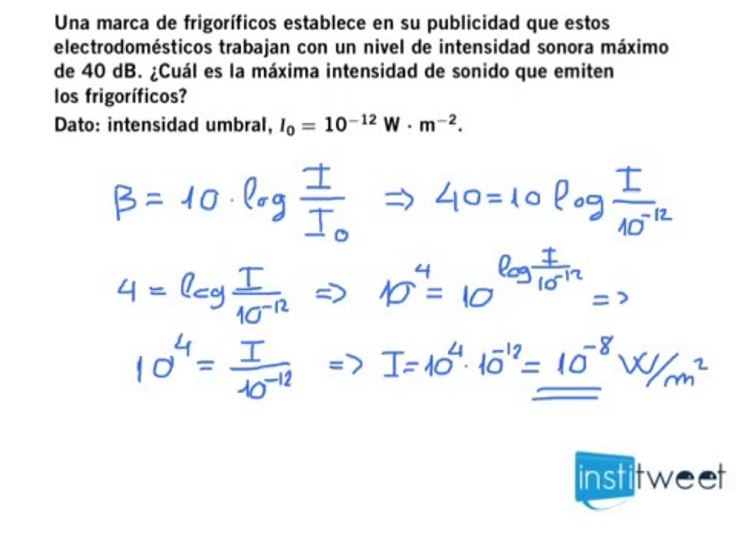 Calcula La Maxima Intensidad Sonora Que Emite Un Frigorifico Video Dailymotion