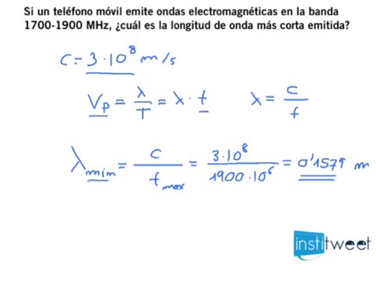 Dada la banda de frecuencias de un teléfono, calcula la longitud de onda  mas corta - Vídeo Dailymotion