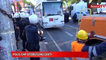 Polis CHP otobüsünü çekti